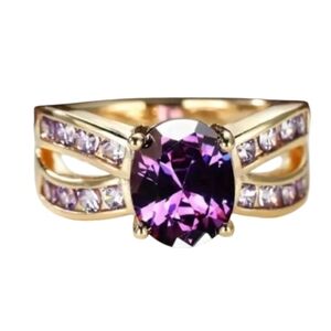 Purple Gemstone Gold Tone Ring